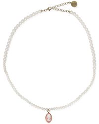 Vintouch Italy - Isabella Pearl And Pink Cameo Necklace - Lyst