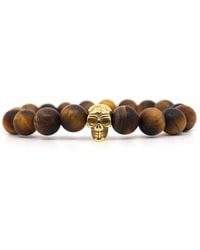Shar Oke - Tiger's Eye & Skull Bracelet - Lyst