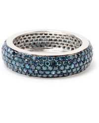 Artisan - 14k White Gold With Natural Blue Diamond Band Ring - Lyst