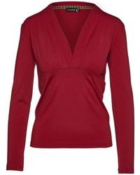 Conquista - Long Sleeve Wine Faux Wrap Top - Lyst