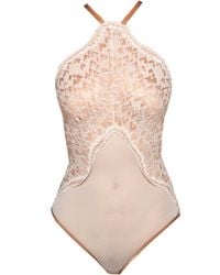 Carol Coelho - Cardin Copper Metallic Halter Bodysuit - Lyst