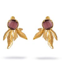 Ebru Jewelry - Mocha Feather Cat Eye Stud Earrings - Lyst