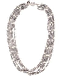 Saachi - Short Pearl Crystal Layered Necklace - Lyst