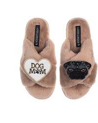 Laines London - Classic Laines Slippers With Snoopy Pug & Dog Mum / Mom Brooches - Lyst
