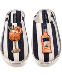 Laines London - Flatform Stripe Closed Toe Slippers With Summer Spritz Brooches - Lyst