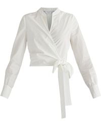 Paisie - Split Collarless Wrap Top With Side-Tie Waist - Lyst