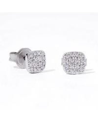 Diamonbliss - Square Shape Pave Dainty Earrings, Platinum - Lyst