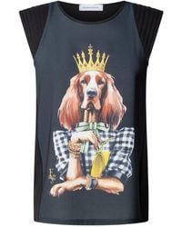 The Extreme Collection - Printed T-Shirt With Pleated Shoulders Structured - Lyst