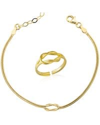 Spero London - Knot Bracelet & Ring Set - Lyst