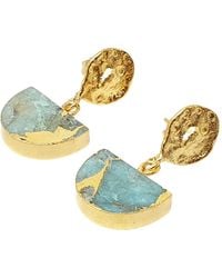 Harfi - Aquamarine March Birthstone Statement Hammered Earrings - Lyst