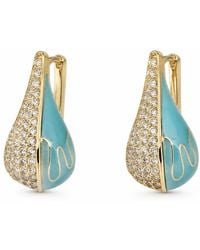By Ozge - Ocean Drop Enamel Teardrop Plated Hoop Earrings - Lyst