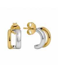 Belinda Jewelz - Mixed Metal Cutout Stud Hoop Earrings - Lyst
