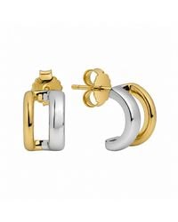 Belinda Jewelz - Mixed Metal Cutout Stud Hoop Earrings - Lyst