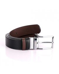DAVID WEJ - Reversible Silver Buckle Belt With Sloped Edges – Brown - Lyst