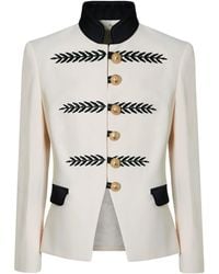 The Extreme Collection - Neutrals Ivory Short Military Blazer With Embroidery - Lyst
