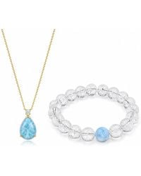 Ormiro - Mermaid's Tear Larimar Necklace & Bracelet Jewelry Set - Lyst