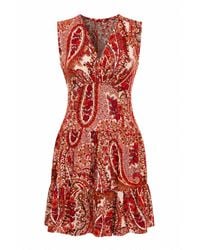 Conquista - Paisley Print Tiered Mini Dress - Lyst