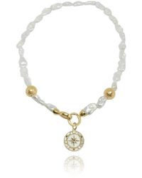 LINYA JEWELLERY - North Star Medallion Pearl Necklace - Lyst