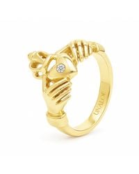 Unaloe - Diamond Heart With Hands Ring – -Plated Sterling - Lyst