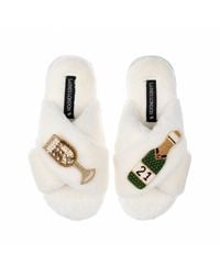 Laines London - Neutrals Classic Laines Slippers With Champagne & Glass 21St Birthday Brooches - Lyst