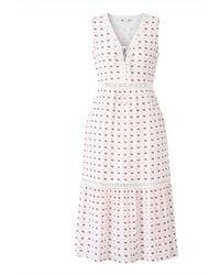 Yumi' - Cherry Print Lace Trim Cotton Midi Dress - Lyst