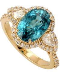 Artisan - Natural Oval Zircon & Diamond Halo Ring - Lyst
