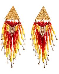 Iliana Arrazola - Triangle Fringe, Dangle Earrings, And, Glass Beads, Beaded Jewelry - Lyst