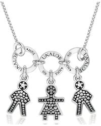 Unaloe - Sterling Necklace With Three Baby Star Charms – Pavé Child Silhouette Pendants, Personalised Family Keepsake Jewellery For - Lyst