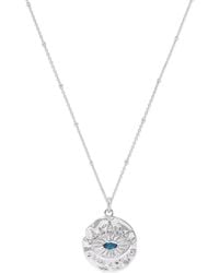 Seven Saints - Evil Eye Protection Necklace, Topaz, Rhodium Plated - Lyst