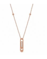 Artisan - Rose 18K Rose Diamond Paperclip Pendant Necklace - Lyst