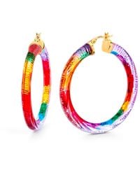 Gold & Honey - Painted Instyle Lucite Hoop Earrings - Lyst