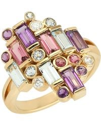 Artisan - 18K Multi Gemstone Baguette & Diamond Ring - Lyst