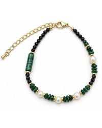 Angel Barocco - Malachite, Crystal & Baroque Pearl Beaded Bracelet - Lyst