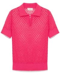 Peraluna - Ava Openwork Knit Polo Neck Blouse - Lyst