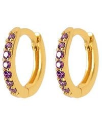 Harfi - Amethyst February Birthstone Small Huggie Hoop Earrings - Lyst