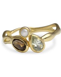 Isla Silver - Smoky Quartz, Amethyst & Pearl Ring - Lyst