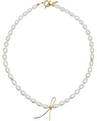 Farra - Contemporary Freshwater Pearls With Butterfly Knot Necklace - Lyst