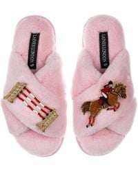 Laines London - Classic Laines Slippers With Show Jump Horse Brooches - Lyst