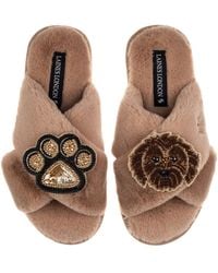 Laines London - Neutrals Classic Laines Slippers With Paw & Chocolate Cockapoo Brooches - Lyst