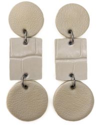 WAIWAI - Neutrals Texture Fusion Drop Leather Earrings Ivory - Lyst
