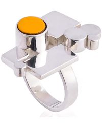 N'damus London - Ada Sterling & Leather Ring - Lyst