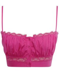 Miss Circle New York - Maya Fuchsia Cotton Poplin Top With Lace Trim - Lyst