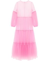 Helene Galwas - Alena Maxi Tulle Dress Neon-pink - Lyst