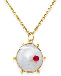 Vintouch Italy - Rebel Rebel Pearl Necklace With Ruby - Lyst