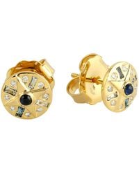 Artisan - 18K Topaz, Sapphire & Diamond Star Disc Earrings - Lyst