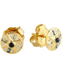 Artisan - Sapphire, Topaz & Diamond Starburst Stud Earrings - Lyst