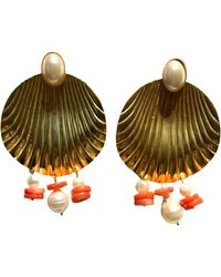 Laura Gray - Coral & Pearl Shell Earrings - Lyst