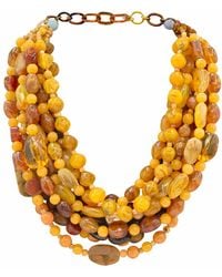 Michael Nash Jewelry - Otilia Multi Strand Shades Of Amber And Tortoise Resin Beads - Lyst