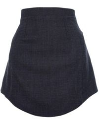 AVENUE No.29 - Rounded Hemline Wool Mini Skirt - Lyst