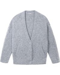 Mamu Dream - Soft Marl Alpaca Blend Cardigan With Ivory Stitch Detail - Lyst